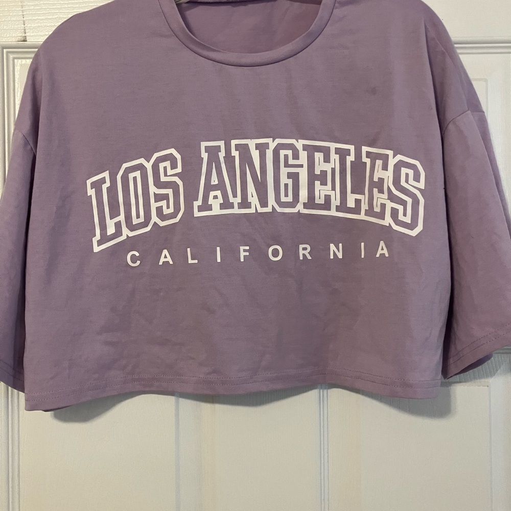 SHEIN Lavender Los Angeles California Women’s M Casual Crop Top
